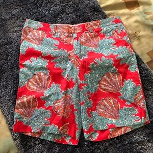 Vibrant Red Patterned  women  Shorts